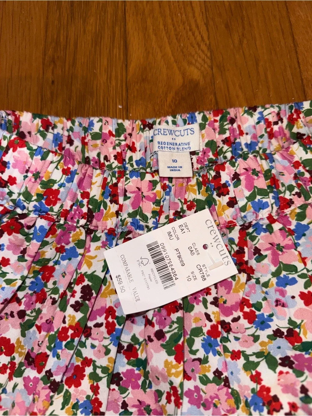 Crewcuts Pink Red Green Blue Yellow Floral Pleated Skirt. SIZE 10